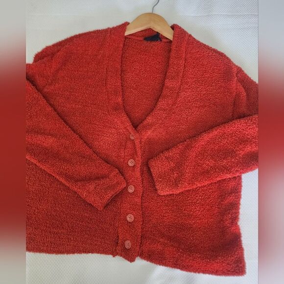 Anthropologie Out from under sweater  fluffy semi crop button front sweater - Picture 5 of 10